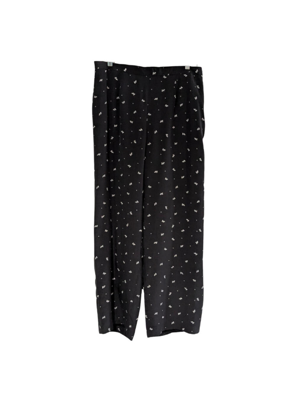 Jones New York Country Women's 100% Silk Pants, Black, 14 Petite, Floral, Lined